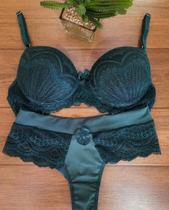 Conjunto Lingerie Calcinha e Sutiã com Bojo e Renda Éden Conjunto Lingerie Calcinha e Sutiã com Bojo e Renda Éden