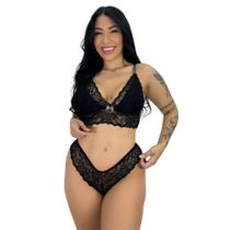 Conjunto Lingerie Calcinha e Sutiã Com Renda Sexy Com Alça Cruzada Feminino