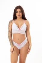 Conjunto Lingerie Calcinha e Sutiã Com Renda Sexy Com Alça Cruzada Feminino