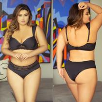 Conjunto lingerie calcinha e sutiã plus size com alças largas em espuma