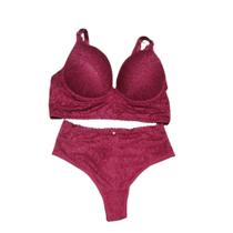 Conjunto Lingerie Calcinha Sutiã Cropped Renda Fio Duplo