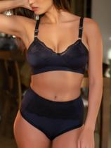 Conjunto Lingerie Casual Sem Bojo Confortável Suporte Extra Rendado Sem Aro
