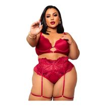 Conjunto Lingerie Cinta Liga- Plus Size- Sensual Conjunto Lingerie Cinta Liga- Plus Size- Sensual