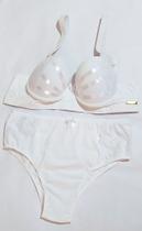 Conjunto Lingerie CM1 Reforçado de Microfibra Com Fita Branco Tamanho M-42