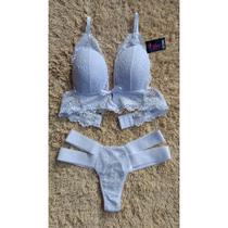 conjunto lingerie com bojo em renda decote Juliana