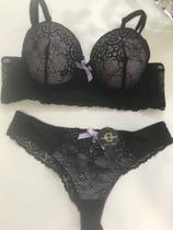 Conjunto Lingerie com bojo preto/rosa Conjunto Lingerie com bojo preto/rosa