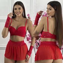 Conjunto Lingerie Com Saia Sexy Luvas Renda Luxo Sensual Sensual Conjunto Lingerie Com Saia Sexy Luvas Renda Luxo Sensual Sensual
