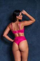 Conjunto Lingerie Conforto Premium Poliamida Dupla Calcinha Cintura Alta Rosa Pink