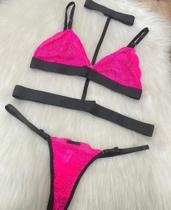Conjunto lingerie cor pink neon tamanho p