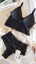 Conjunto Lingerie Cropped Liz Bojo Renda Preto Conjunto Lingerie Cropped Liz Bojo Renda Preto