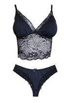 Conjunto Lingerie Cropped Microfibra e Renda Tam. G