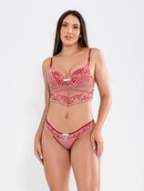 Conjunto lingerie cropped sexy em renda bicolor com bojo Conjunto lingerie cropped sexy em renda bicolor com bojo