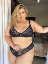 Conjunto lingerie de renda plus size sem bojo com aro (865l) - 48,50,52