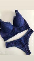 Conjunto Lingerie em Renda Azul - tamanho P