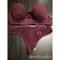 Conjunto Lingerie em renda - tamanho P- na cor marsala Conjunto Lingerie em renda - tamanho P- na cor marsala