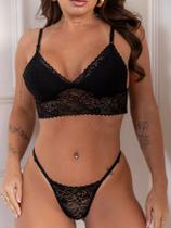 Conjunto Lingerie Feminina Paixão Sexy Sutiã Calcinha Rendada Fio Dental