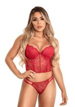 Conjunto Lingerie Feminina Sutiã Cropped com Bojo e Aro Renda Conjunto Lingerie Feminina Sutiã Cropped com Bojo e Aro Renda