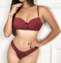 Conjunto Lingerie feminino calcinha e sutiã vinho