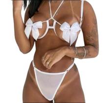 Conjunto lingerie laço,tule,sex,sutia alças regulaveis