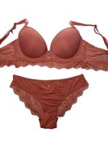 Conjunto Lingerie Liso Com Detalhes em Renda
