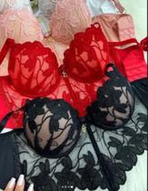 Conjunto Lingerie Luxo Cropped Renda Guippir e Poliamida Bojo Estruturado Conjunto Lingerie Luxo Cropped Renda Guippir e Poliamida Bojo Estruturado