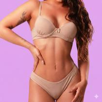 Conjunto Lingerie Microfibra com Bojo Delfa e Calcinha Fio Dental Dupla Conjunto Lingerie Microfibra com Bojo Delfa e Calcinha Fio Dental Dupla