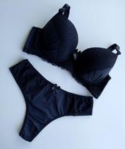 Conjunto lingerie Plus Size com Fio Duplo Preto Conjunto lingerie Plus Size com Fio Duplo Preto