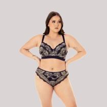 Conjunto lingerie plus size em renda calcinha fio super confortável .