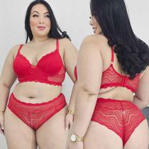 Conjunto Lingerie Plus Size Rendado Sensual Calcinha Hot Pants Com bojo Sexy