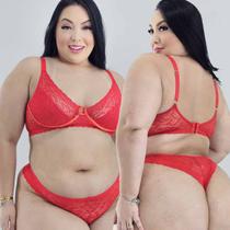 Conjunto Lingerie Plus Size Sem Bojo Com Aro Calcinha Fio dental Sexy