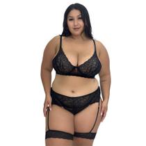 Conjunto Lingerie Plus Size Sutiã sem Bojo e Perneira Sensual Amélia- c8 AMÉLIA Conjunto Lingerie Plus Size Sutiã sem Bojo e Perneira Sensual Amélia- c8 AMÉLIA