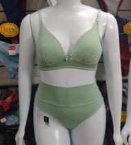 Conjunto Lingerie Plus Size Verde Claro Calcinha Cós Alto TAM 46 Conjunto Lingerie Plus Size Verde Claro Calcinha Cós Alto TAM 46