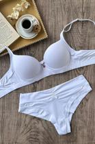 Conjunto Lingerie Premium Poliamida Duplada Com Bojo e Calcinha Cintura Alta