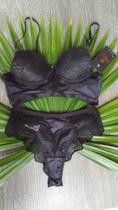 Conjunto lingerie preta pouco costura. Tam. P