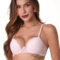 Conjunto Lingerie Push Up com Renda Rosa Duzani 31638 Cor:RosaTamanho:GG
