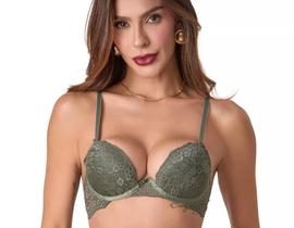 Conjunto Lingerie Push Up com Renda Verde Duzani 31641 Cor:VerdeTamanho:G
