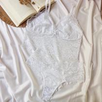 Conjunto Lingerie Renda Cropped Liz Branco/Prata Conjunto Lingerie Renda Cropped Liz Branco/Prata