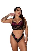 Conjunto Lingerie Renda Cropped Sensual