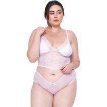 Conjunto Lingerie Renda Espera Marido Sensual Plus Size Cropped Calcinha Shorts Sexy Moda Íntima