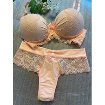 Conjunto Lingerie Renda Salmão Conjunto Lingerie Renda Salmão