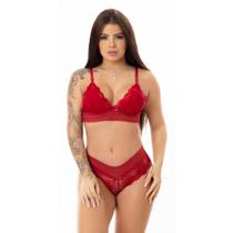 Conjunto Lingerie Renda Transparente Sem Bojo Feminino Elegante Confortável Sexy e Delicado