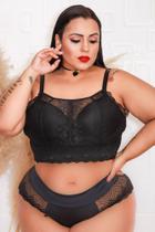 Conjunto lingerie rendado com bordados tipo crood