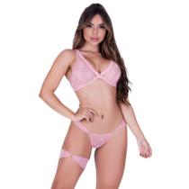 Conjunto Lingerie Rendado com Garter Vellfer VF-70 Conjunto Lingerie Rendado com Garter Vellfer VF-70