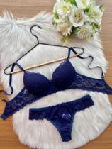 Conjunto Lingerie rendado, sensual, sexy com calcinha fio Milena