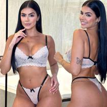 Conjunto Lingerie Sem Bojo Com Aro Fio Dental Rendado Sexy Conjunto Lingerie Sem Bojo Com Aro Fio Dental Rendado Sexy