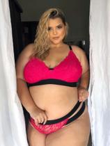 Conjunto lingerie sem bojo estruturado sem bojo forrado todo rendado (3243) - 50,52,54