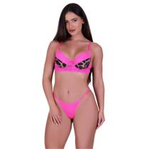 Conjunto Lingerie Sem Bojo Renda Animal Print - DUDA