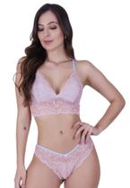 Conjunto Lingerie sem Bojo Renda Bicolor Sutiã Calcinha - INGRID