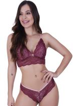 Conjunto Lingerie sem Bojo Renda Bicolor Sutiã Calcinha - INGRID