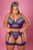 CONJUNTO lingerie SENSUAL CROPPED C/ BOJO E CINTA-LIGA